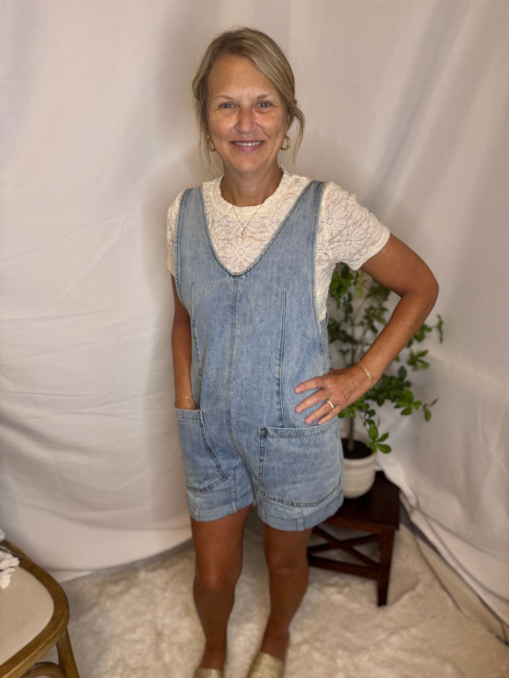 Denim Short Overalls