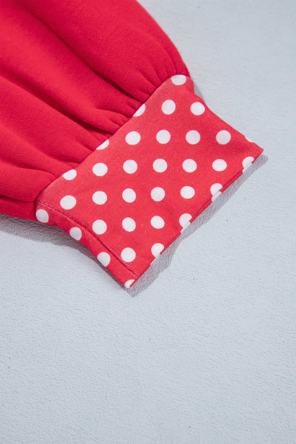 Fiery Red Colorblock Polka Dot Contrast Trim Oversized Sweatshirt