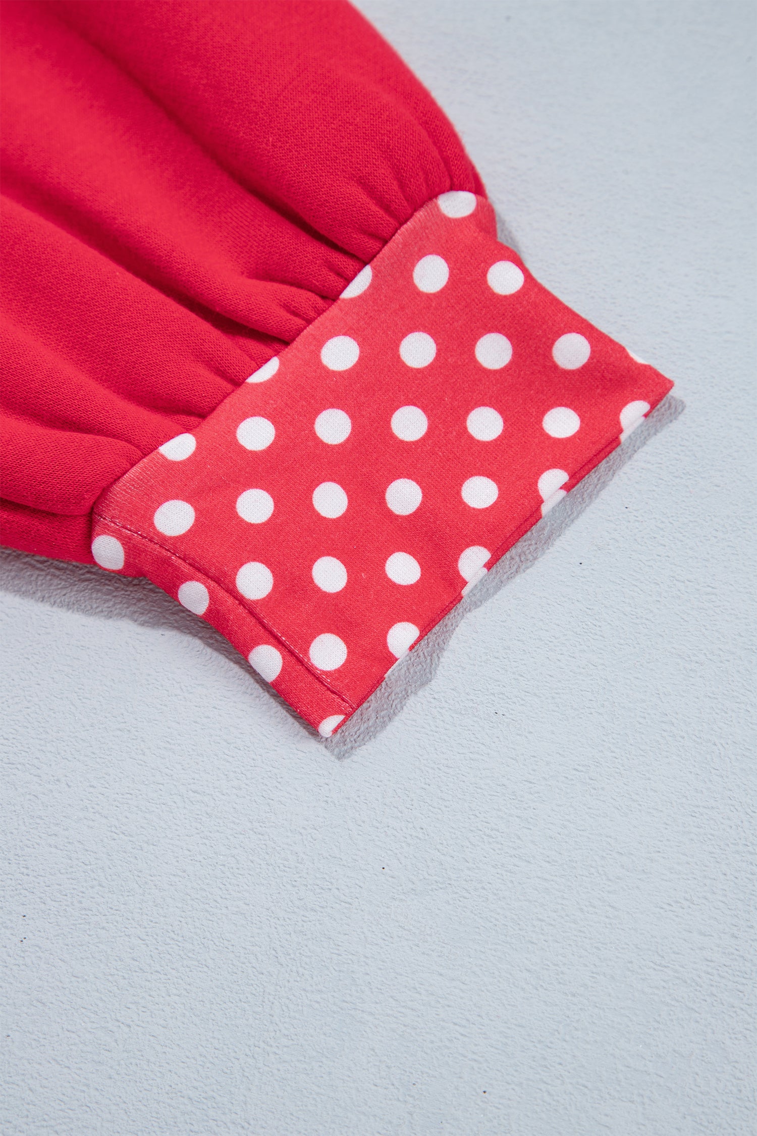 Fiery Red Colorblock Polka Dot Contrast Trim Oversized Sweatshirt