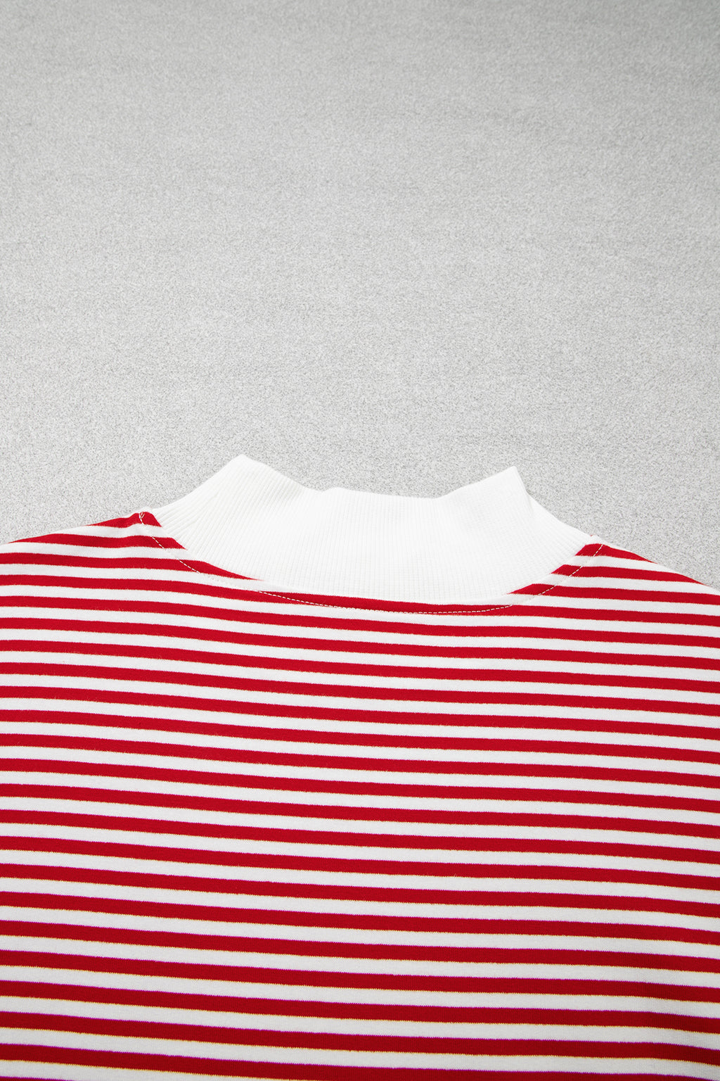 Red Stripe Oversize Mock Neck Sweatshirt and Shorts Set