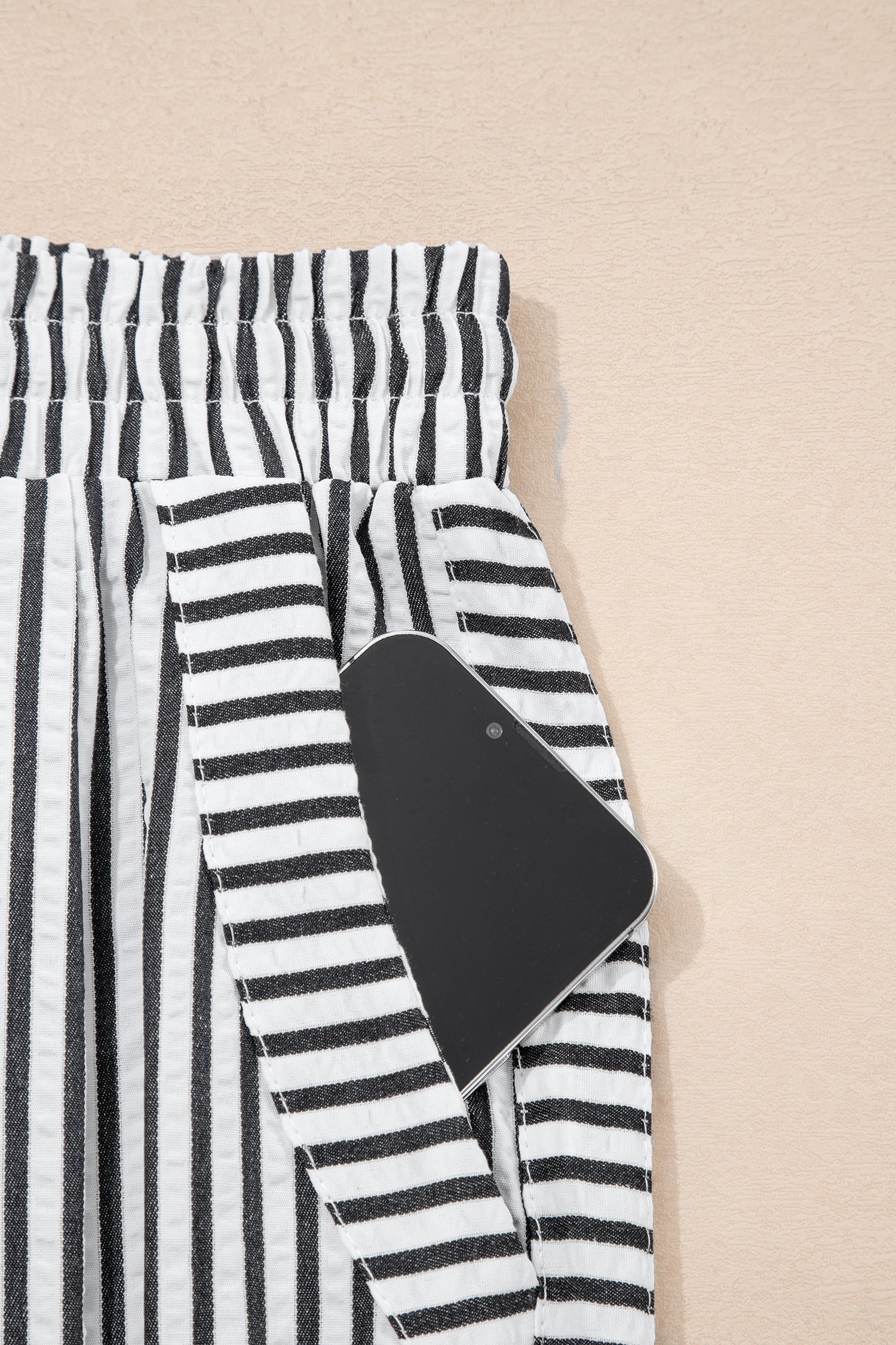 Black Stripe Wide Leg Casual Pants