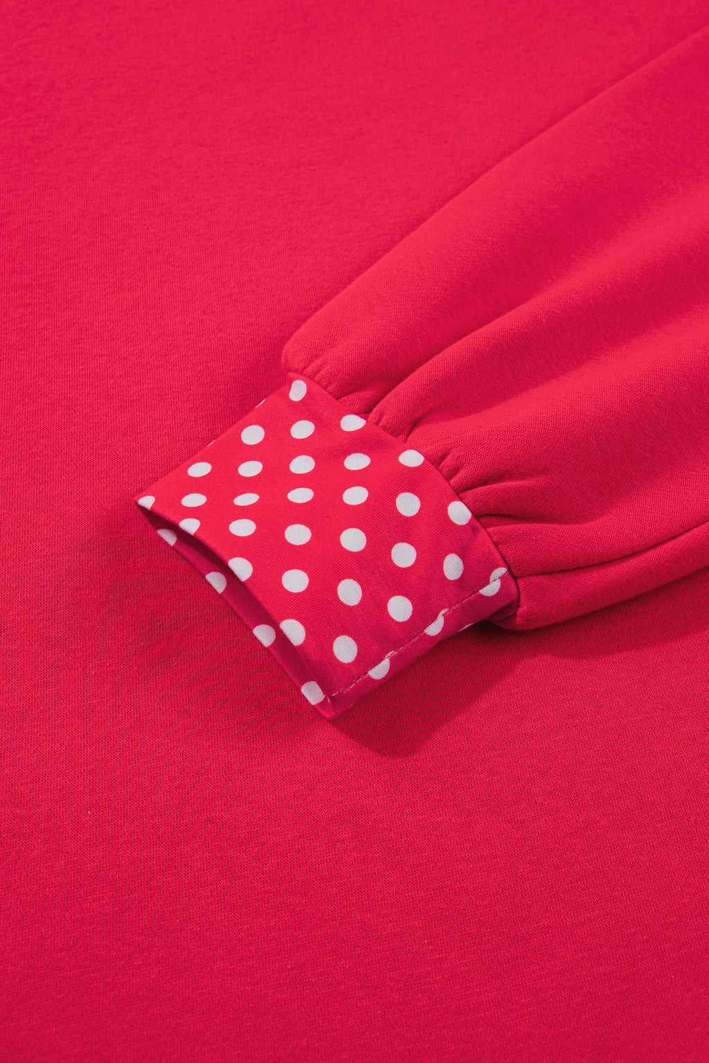 Fiery Red Colorblock Polka Dot Contrast Trim Oversized Sweatshirt