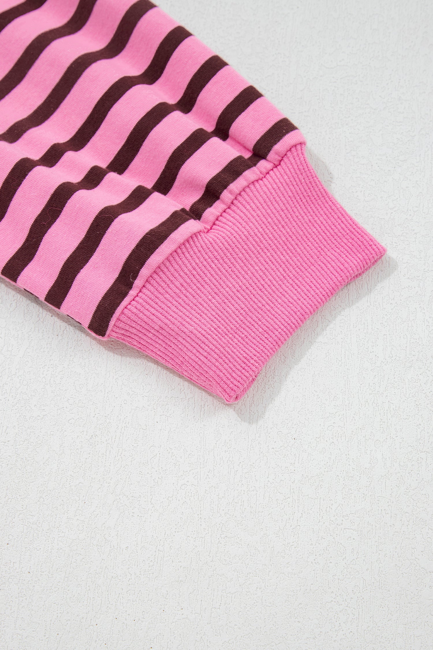 Pink Stripe V Neck Drop Shoulder Long Sleeve Top