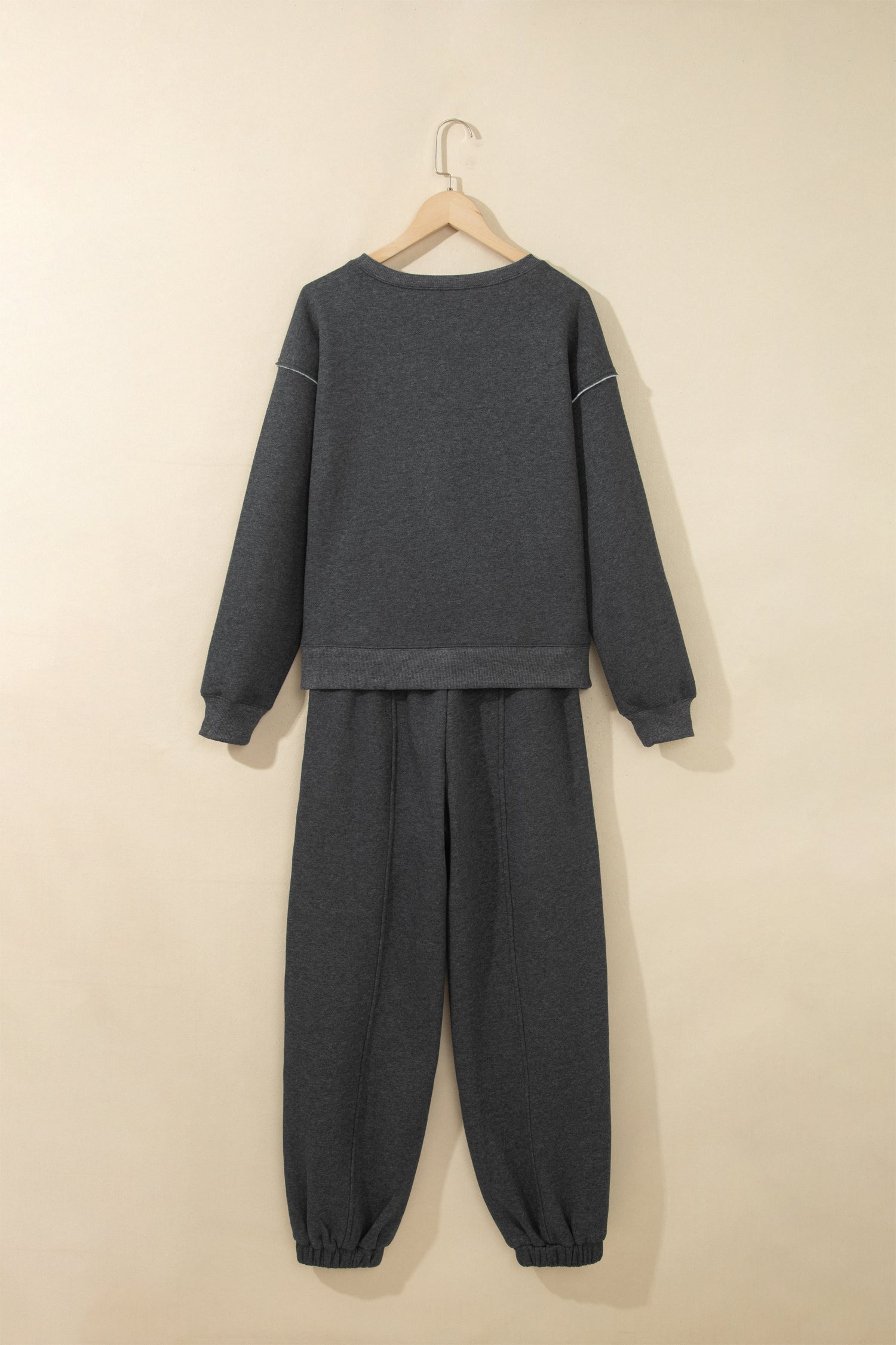 Carbon Grey Solid Colorblock Jogger Pants Set