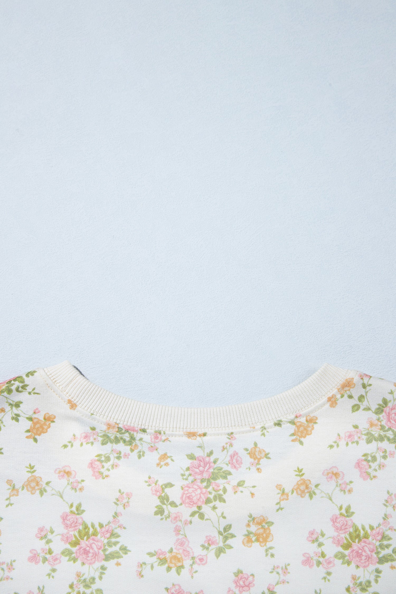 Beige Floral Print Long Sleeve Shift Top Pocketed Shorts 2pcs Set