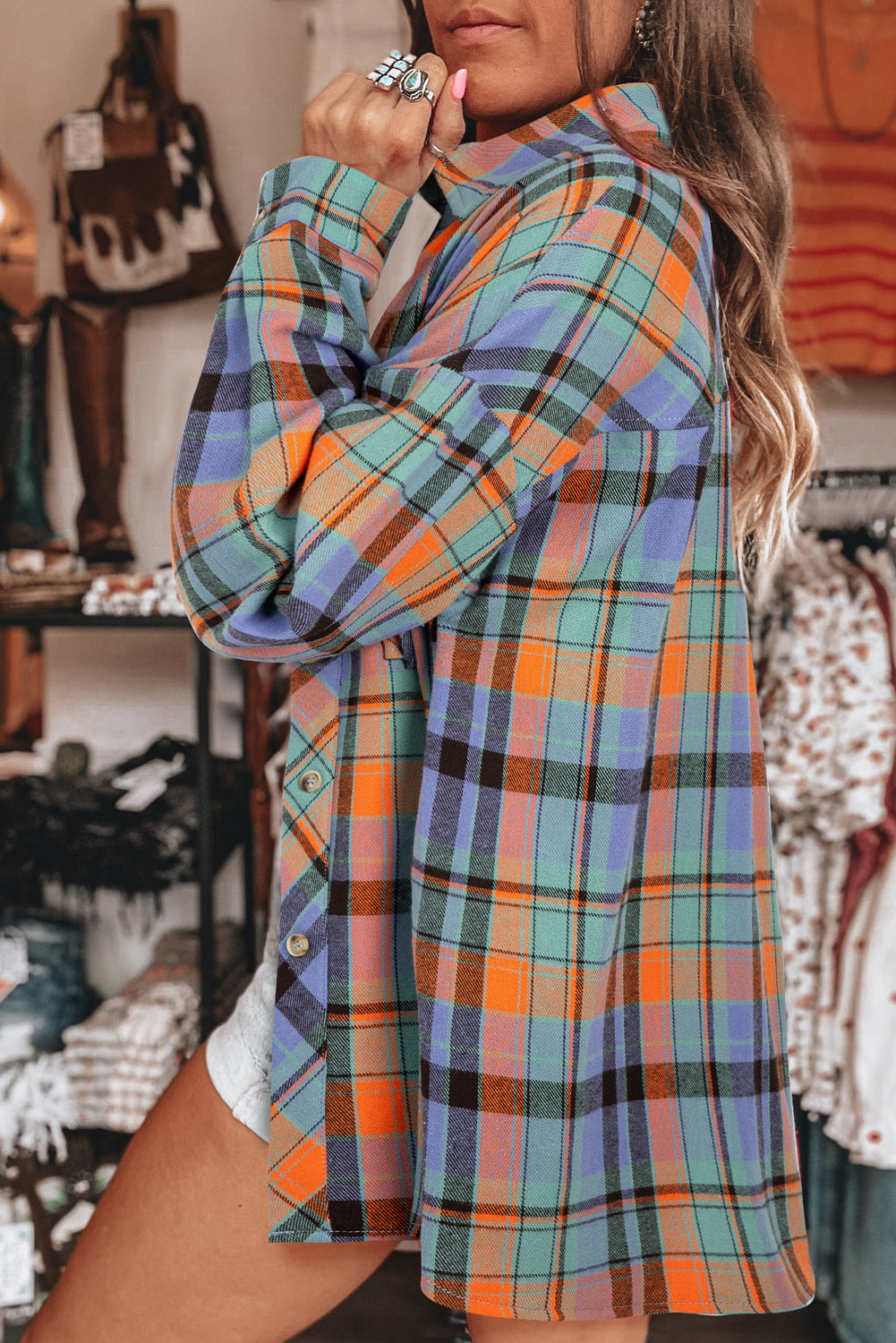 Red Plaid Print Loose Vintage Shirt