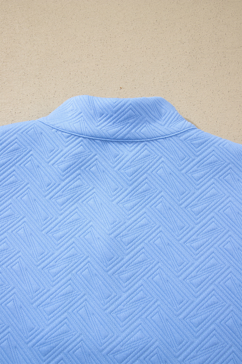 Myosotis Stylish Textured Stripe Trim Split Neck Puff Sleeve Top