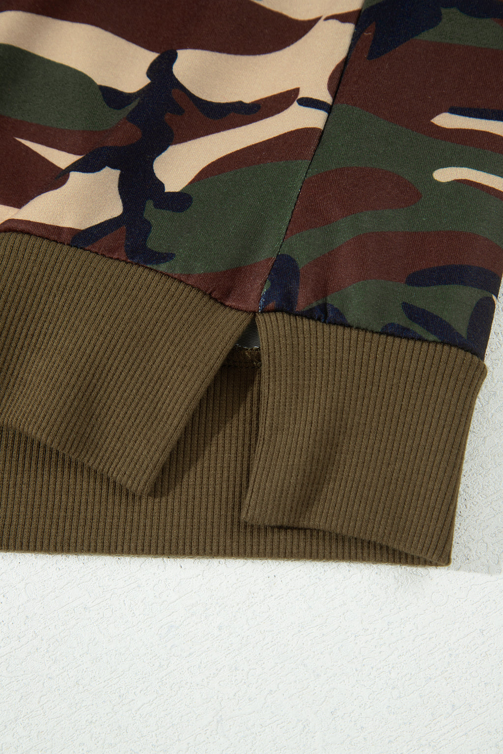 Multicolour Camouflage Print Round Neck Baggy Pullover Sweatshirt