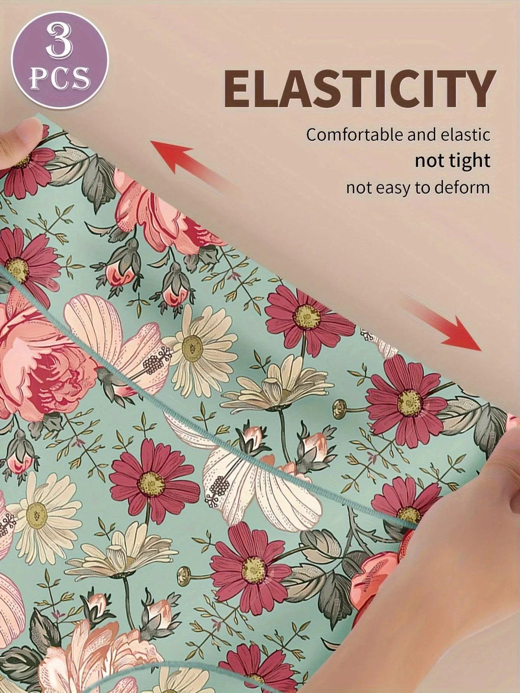 3pcs High Waisted Panties Women's Panties Tummy Tightening and Hip Lifting Printed Patterns Comfortable Fit