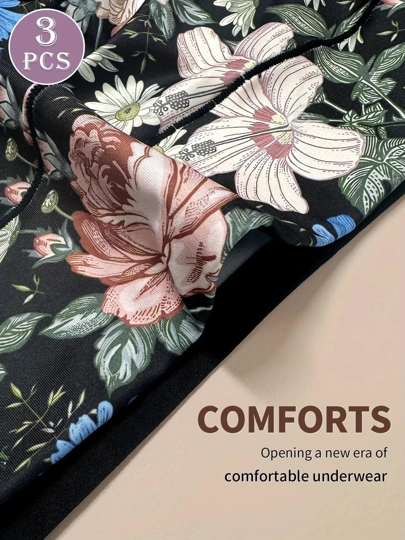3pcs High Waisted Panties Women's Panties Tummy Tightening and Hip Lifting Printed Patterns Comfortable Fit