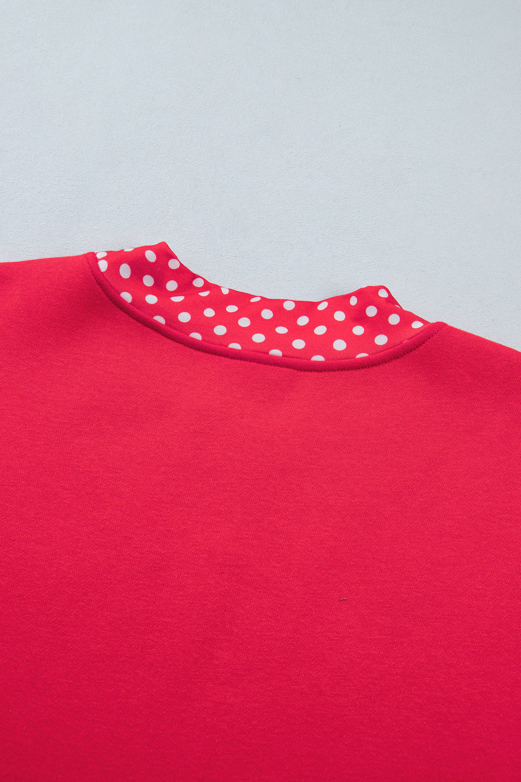 Fiery Red Colorblock Polka Dot Contrast Trim Oversized Sweatshirt