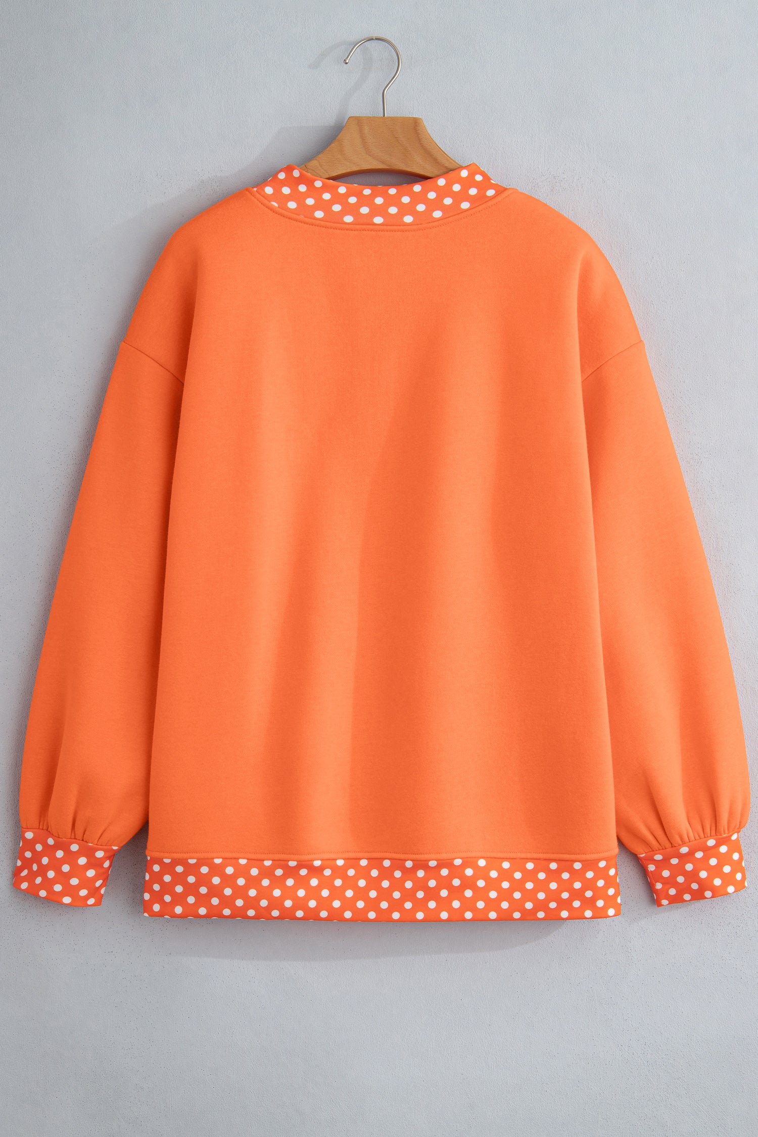 Fiery Red Colorblock Polka Dot Contrast Trim Oversized Sweatshirt