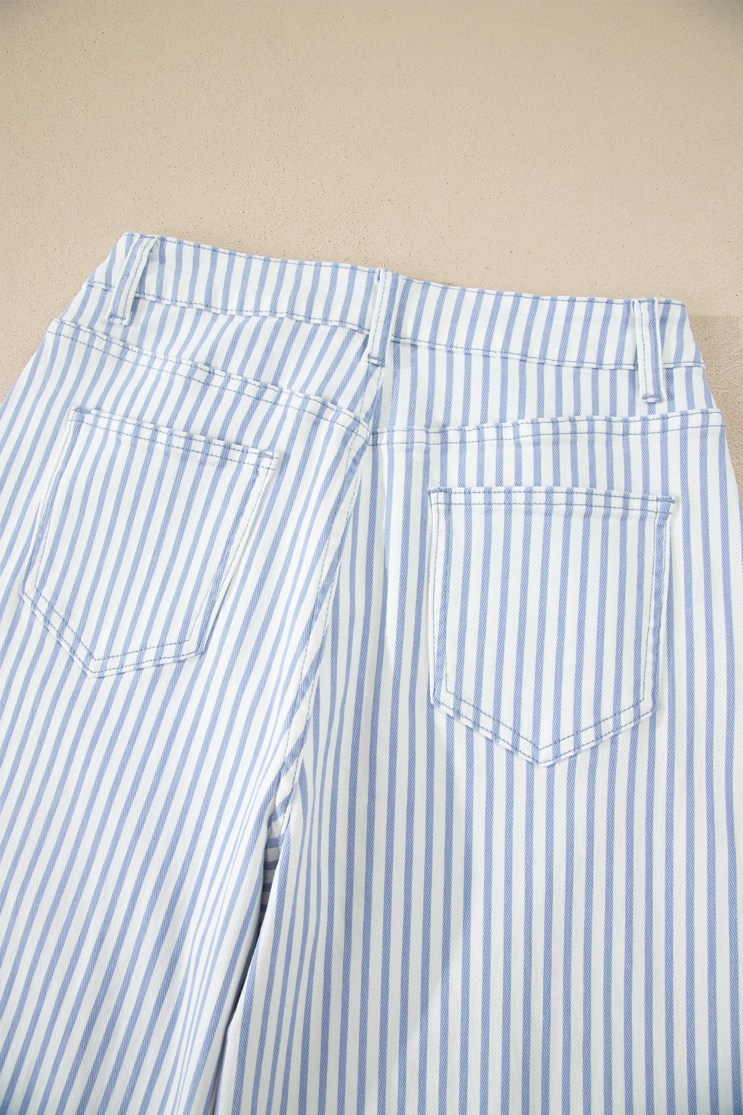 Sky Blue Stripe Casual Barrel Jeans
