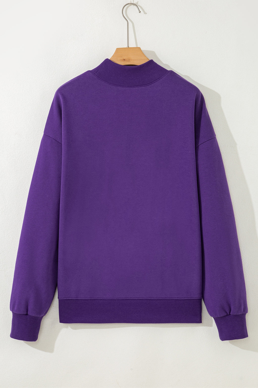Gray Solid Color Oversized Mock Neck Sweatshirt