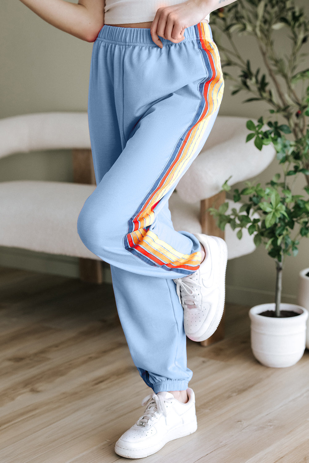 Light Blue Counting Rainbows High Waist Sweatpants