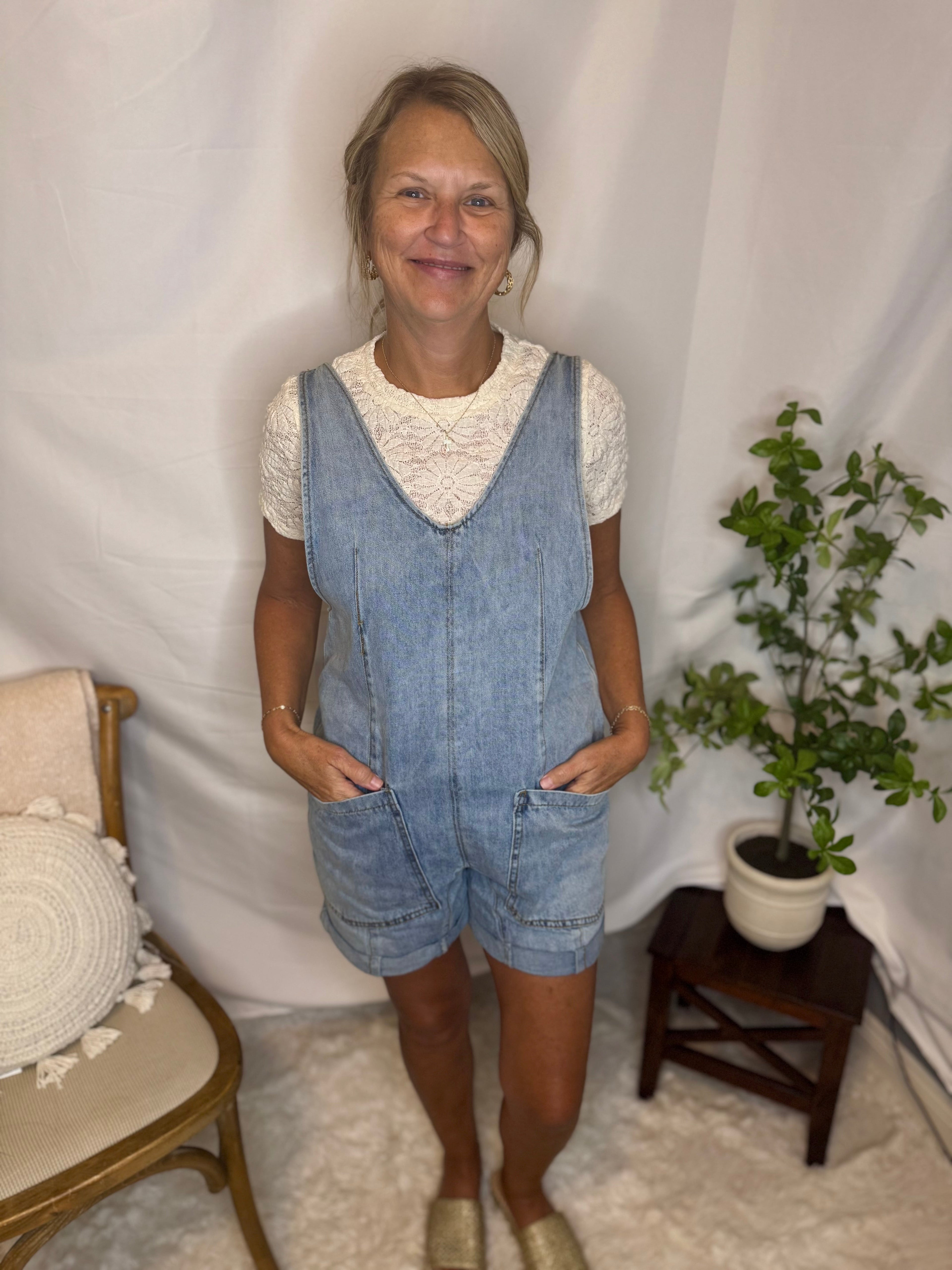 Denim Short Overalls