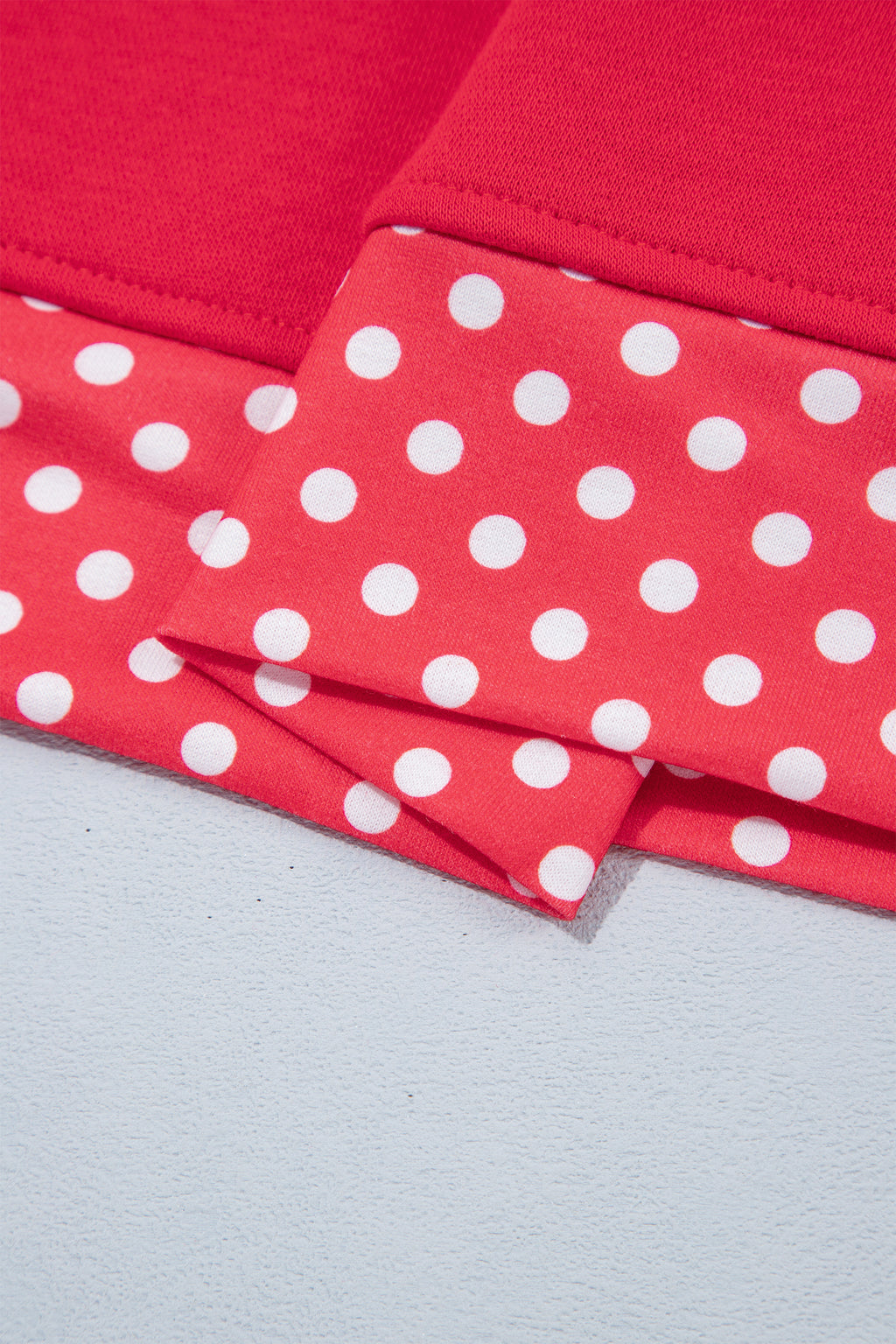 Fiery Red Colorblock Polka Dot Contrast Trim Oversized Sweatshirt