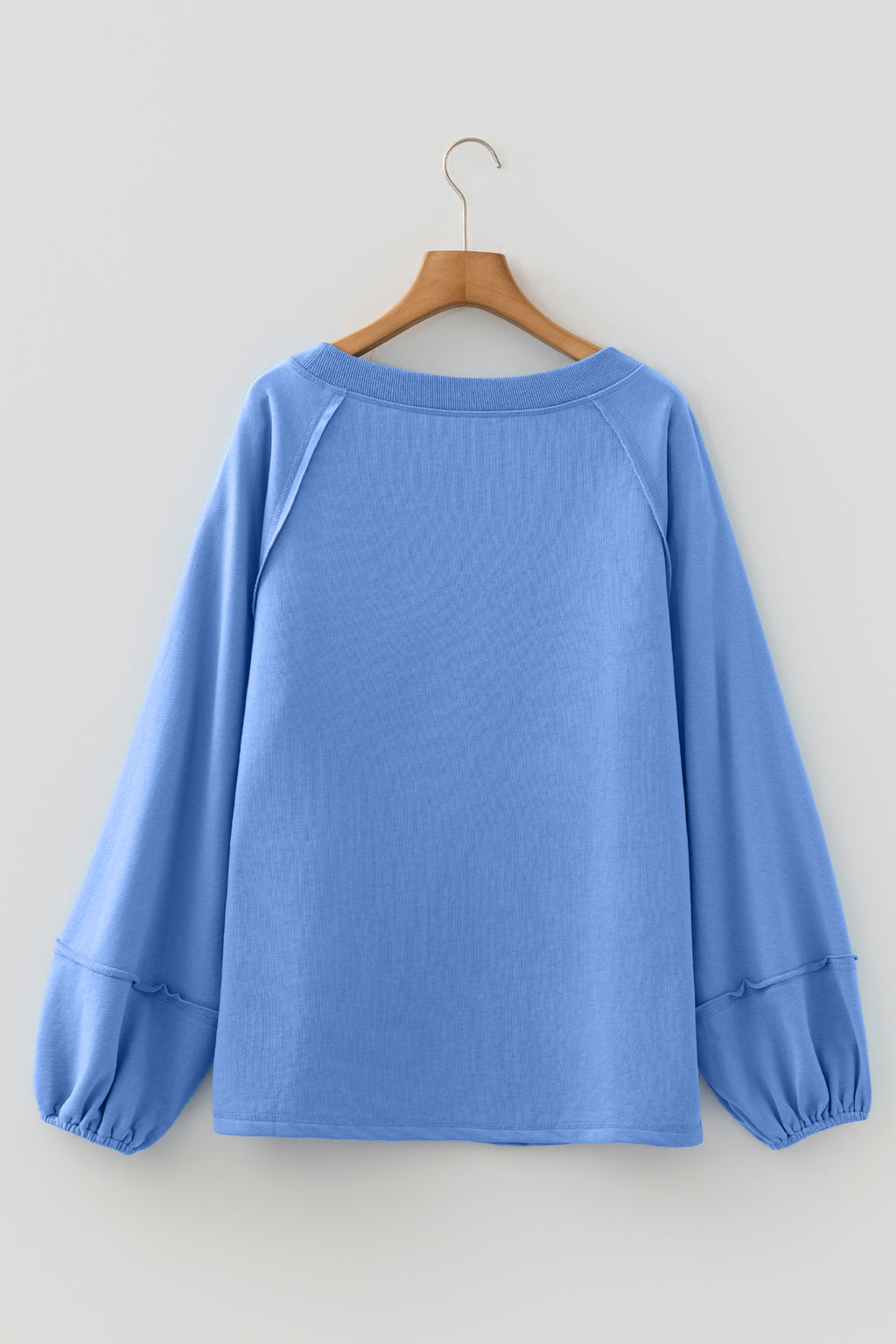 Beige Solid Color Raw Seam Patchwork Baggy Sweatshirt