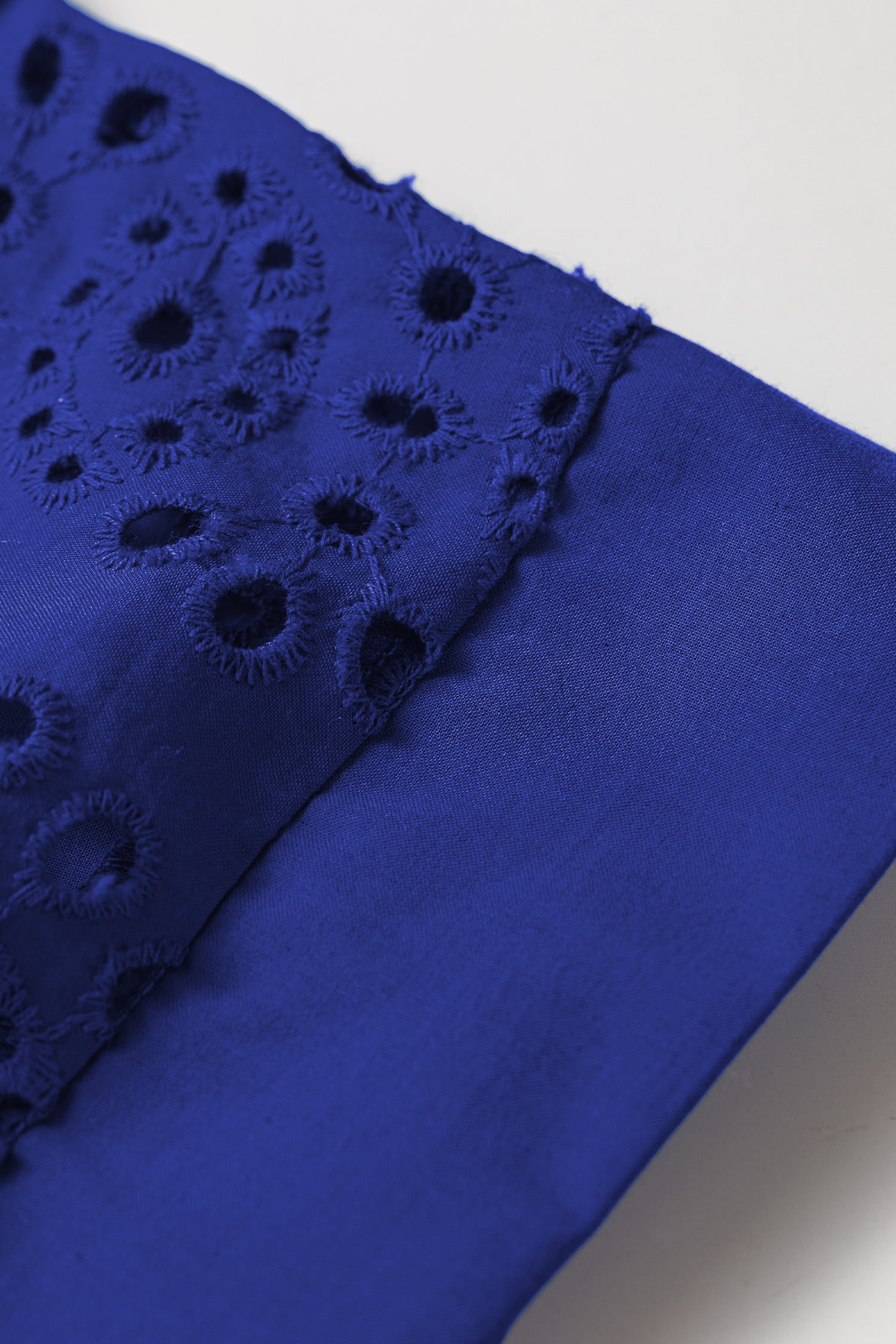 Dark Blue Solid Color Eyelet Embroidered T Shirt Mini Dress
