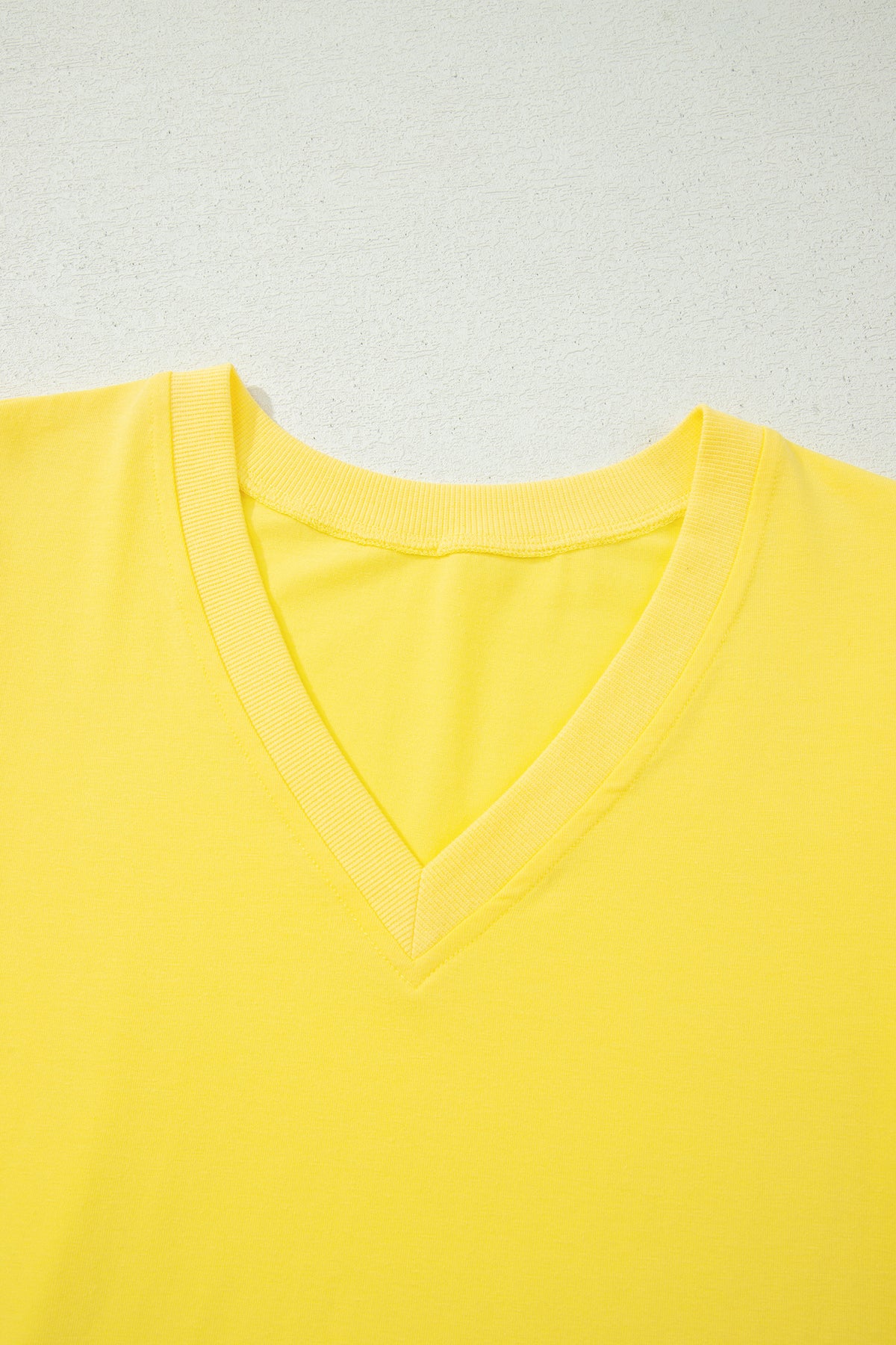 Mint Green Solid Color V Neck Short Puff Sleeve Blouse