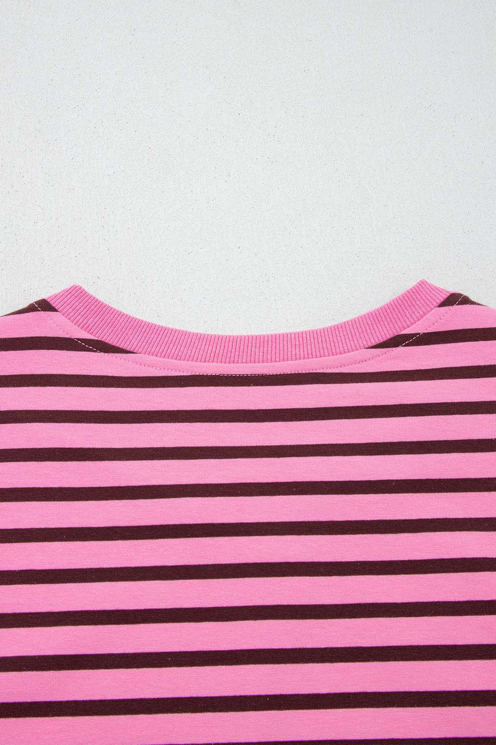 Pink Stripe V Neck Drop Shoulder Long Sleeve Top
