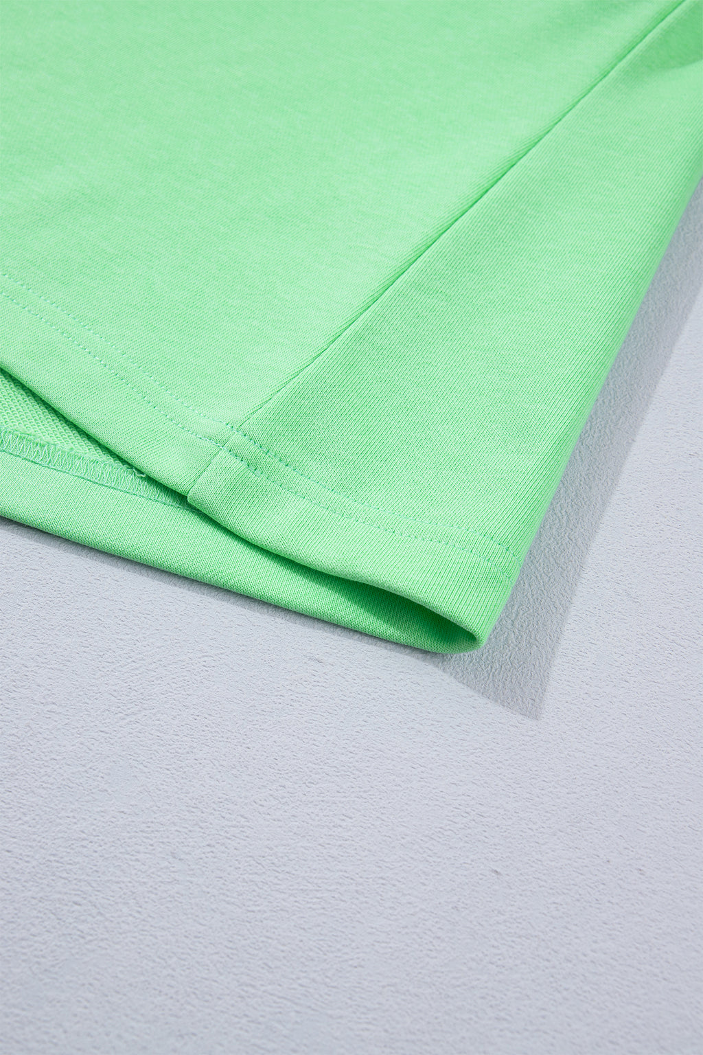 Green Color Block Accent Half Zip Top Athleisure Shorts Set