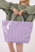 Fiery Red Plaid Pattern PVC Glossy Waterproof Tote Bag