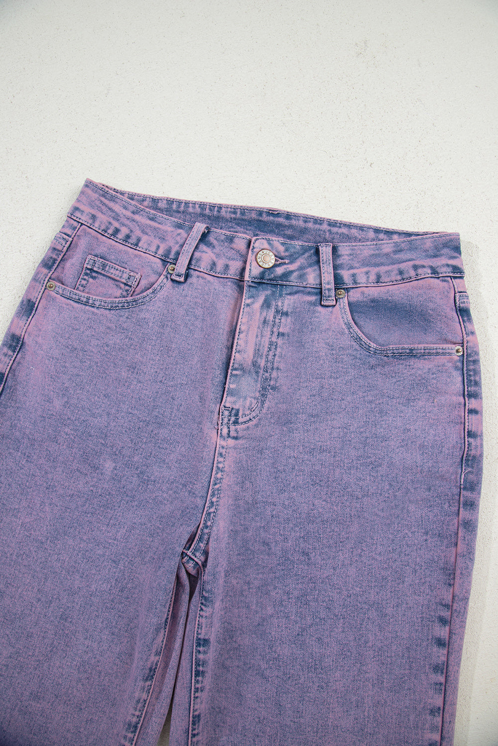 Orchid Petal Vintage Wash Frayed Hem Ankle-length Jeans