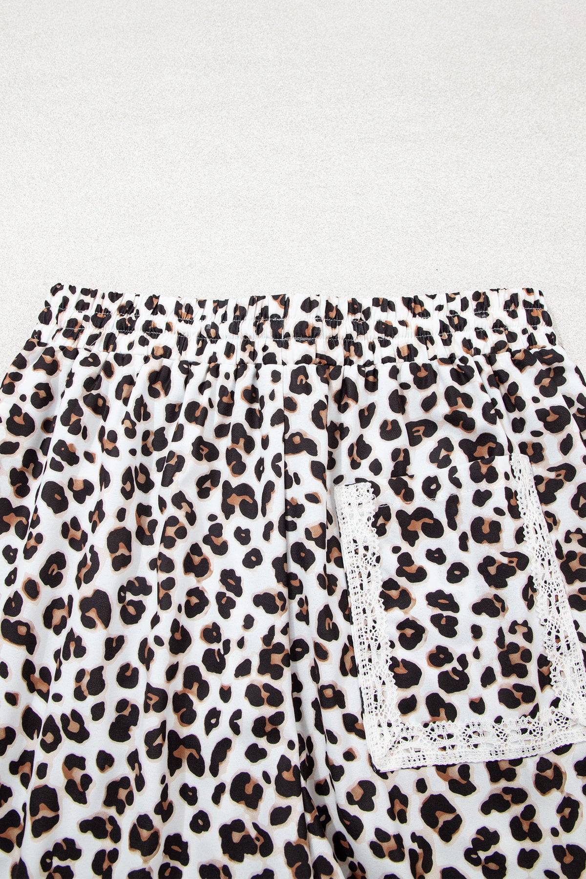 Black Leopard Print Ankle-Length Elastic Waist Pants