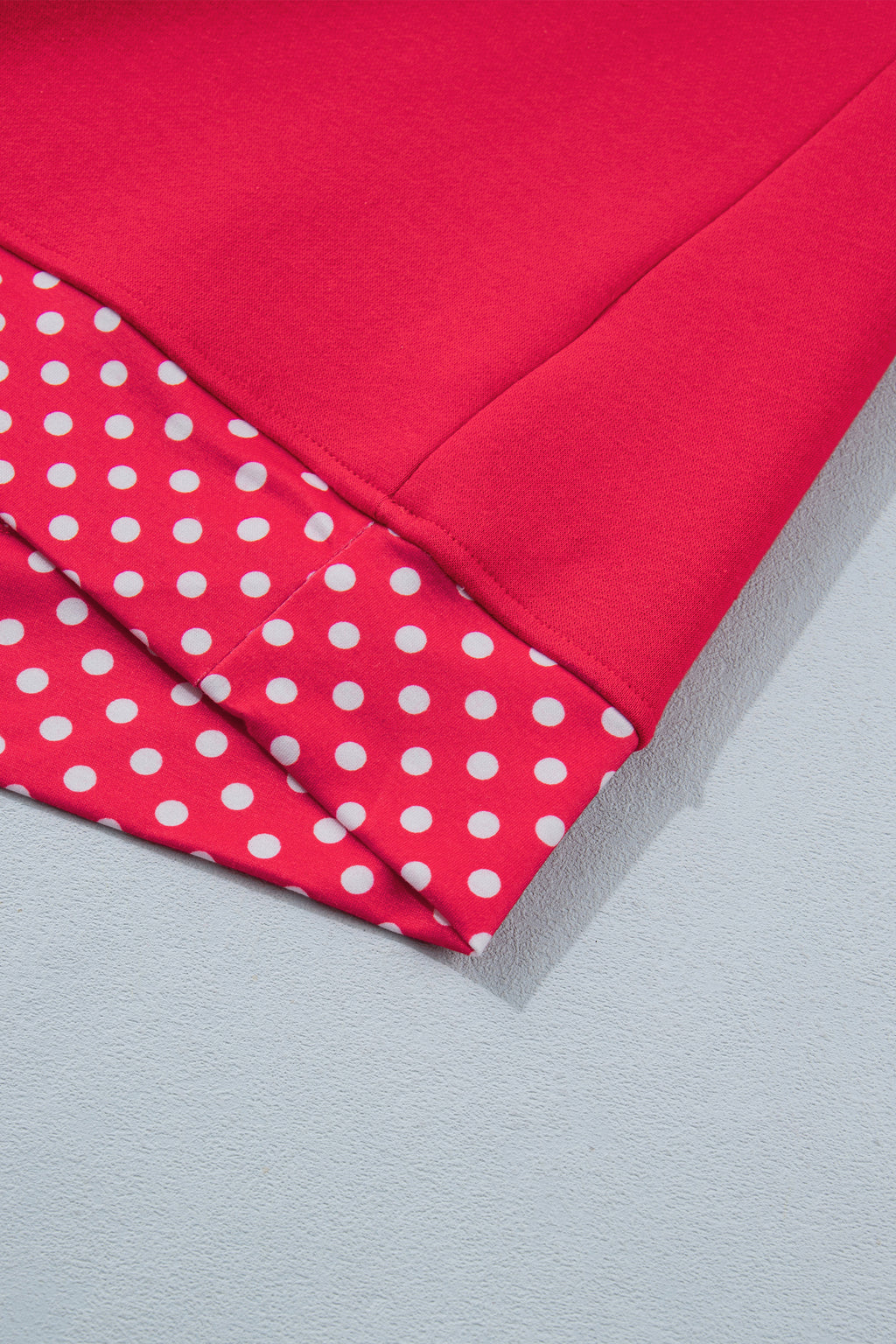 Fiery Red Colorblock Polka Dot Contrast Trim Oversized Sweatshirt
