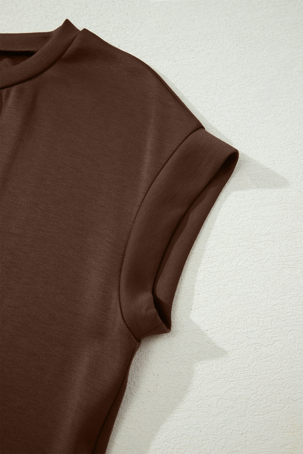 Red Sandalwood Solid Color Long T Shirt Dress with Slits