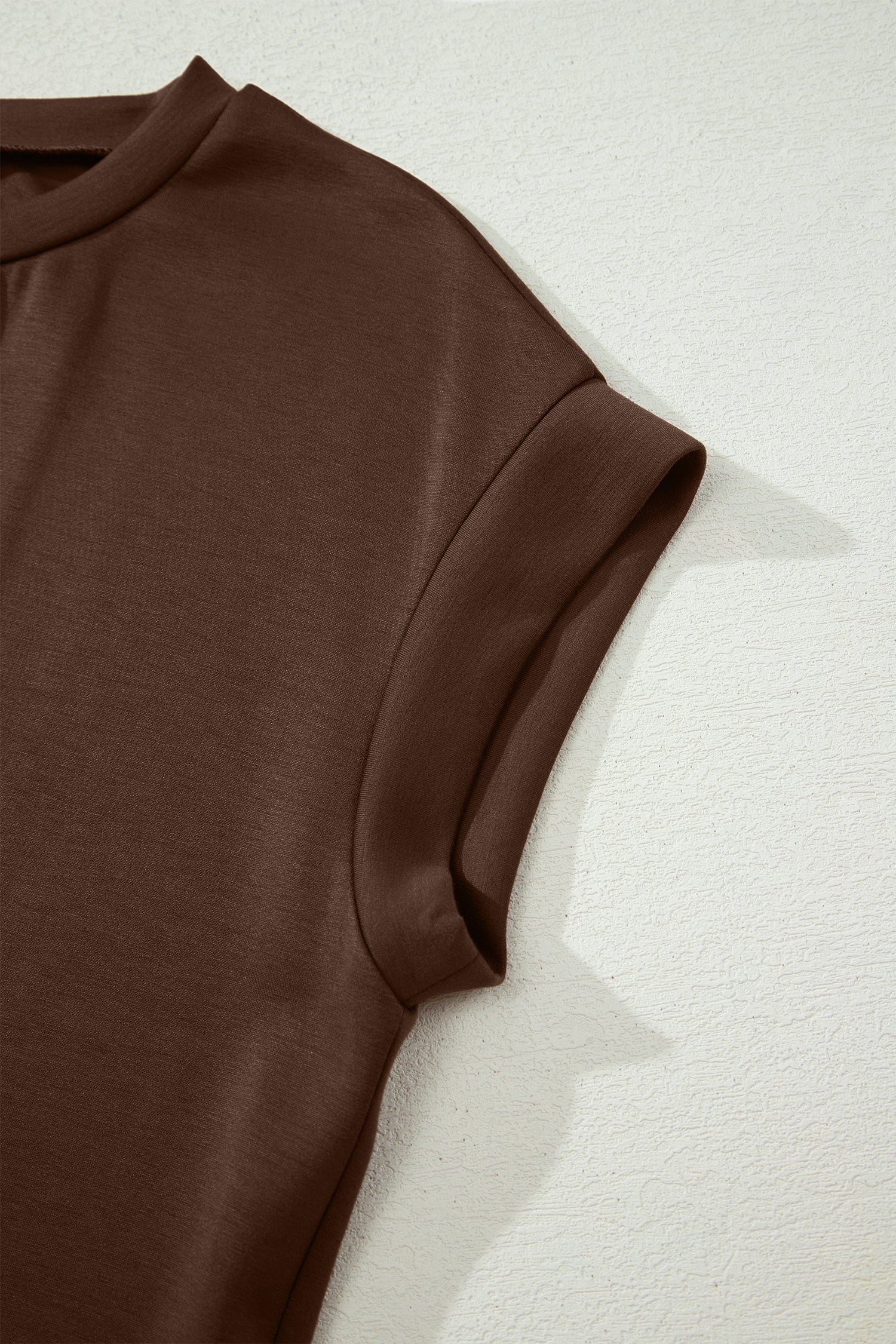 Red Sandalwood Solid Color Long T Shirt Dress with Slits