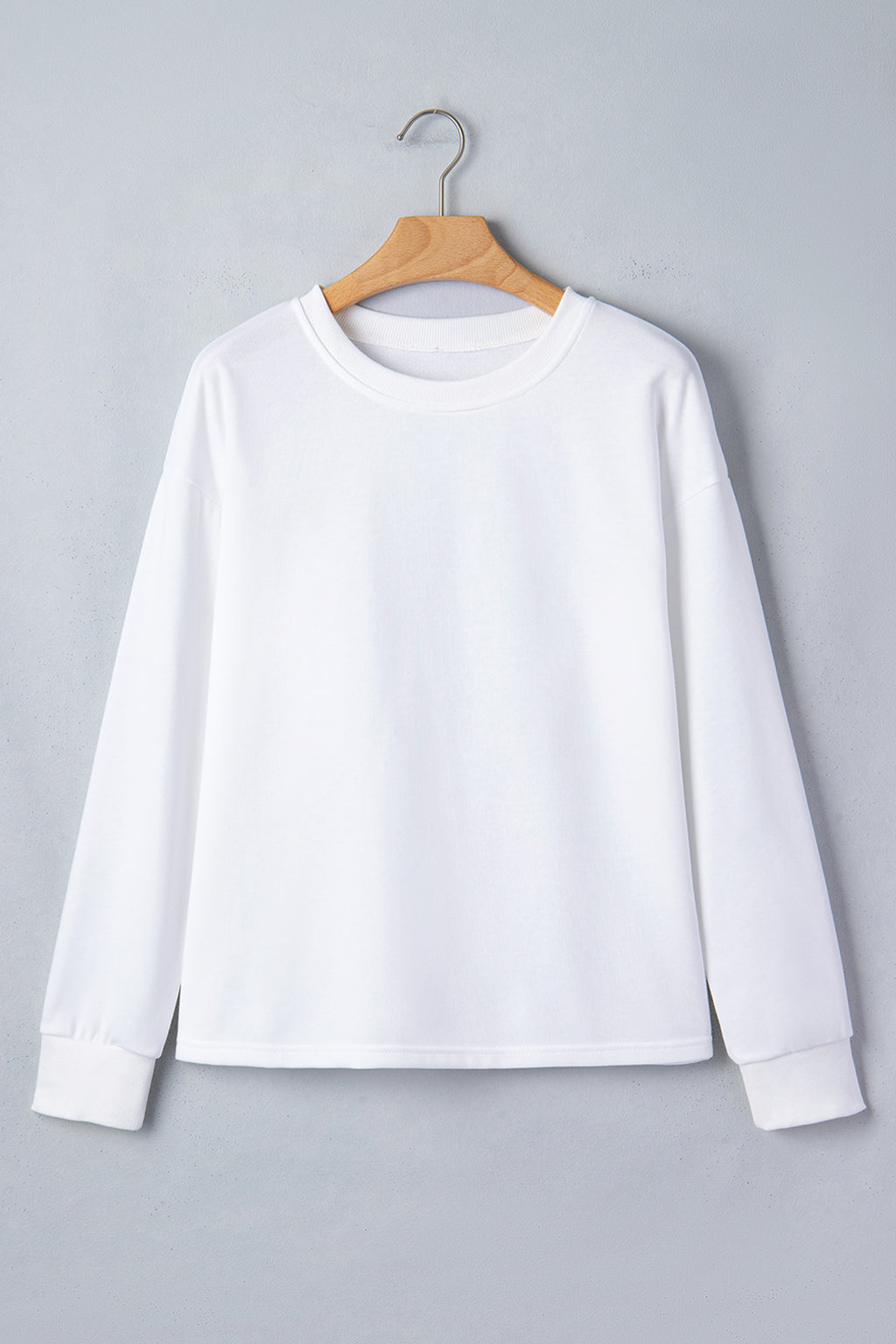Black Solid Color Dropped Shoulder Long Sleeve Top