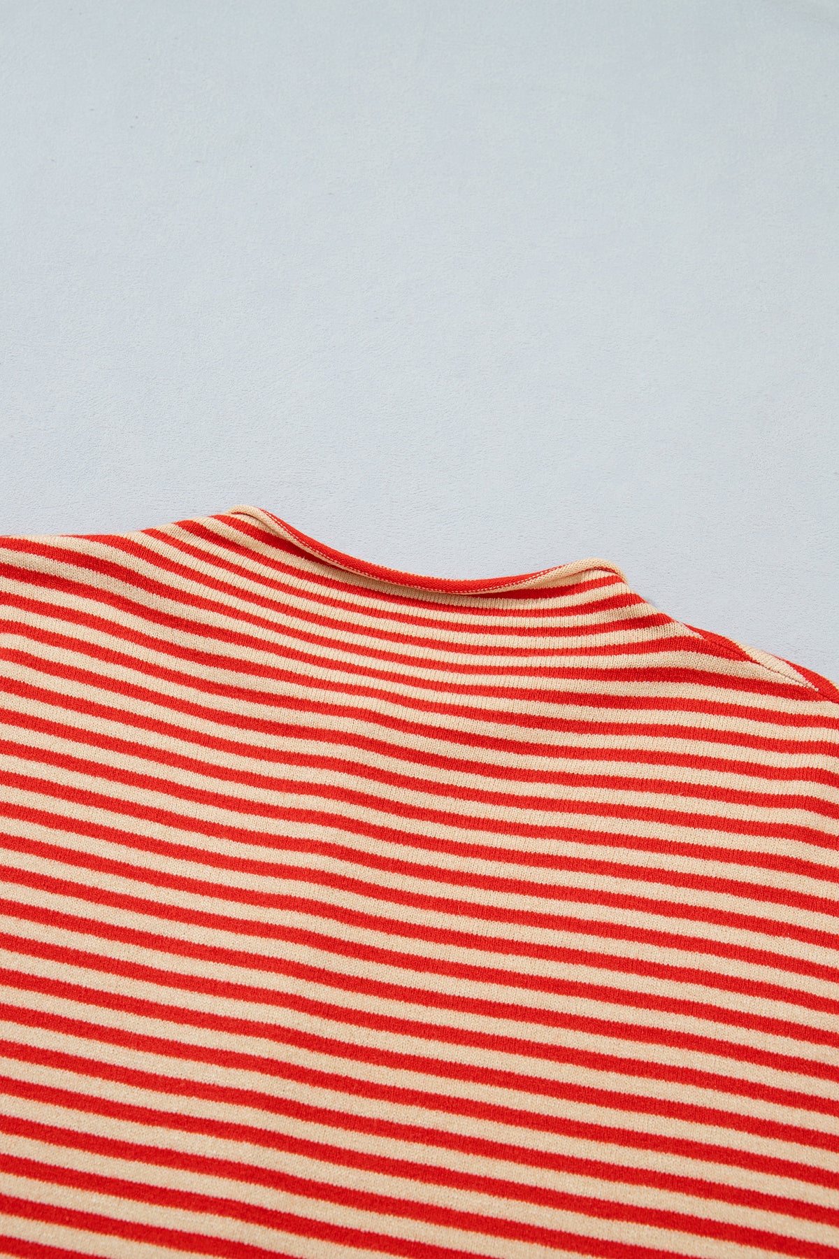 Red Stripe Striped Button Collar Long Sleeve Knit Cardigan