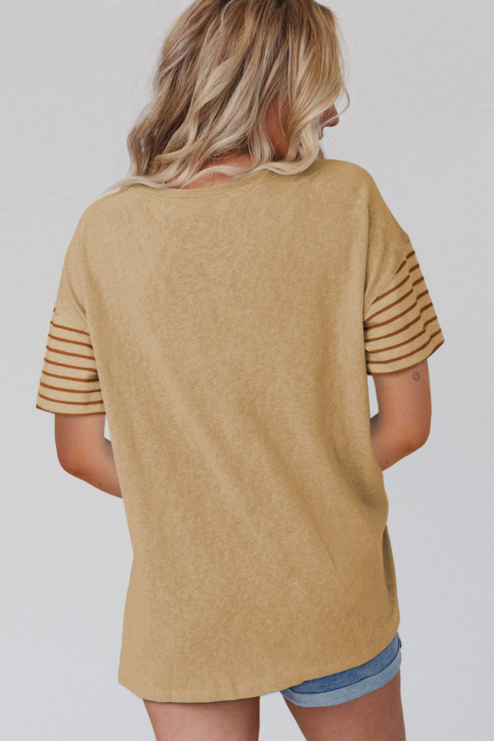 Laurel Green Color Block Striped Detail Loose T Shirt