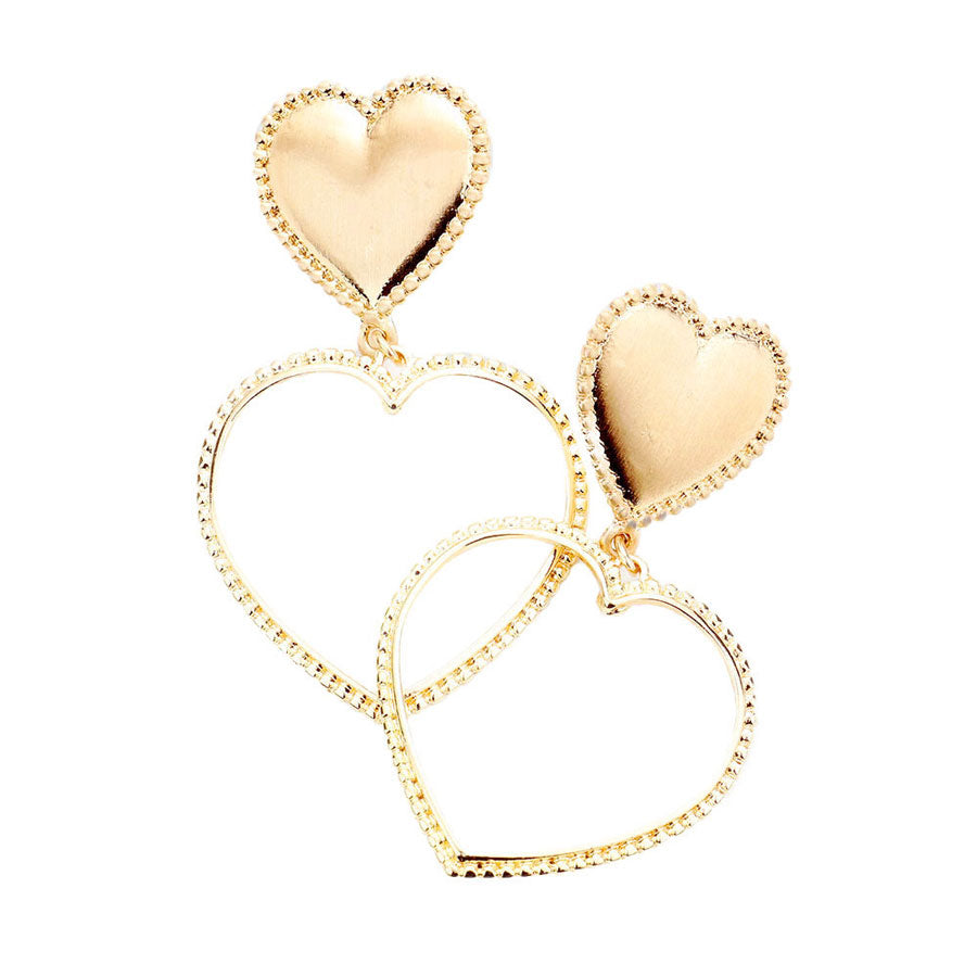 Open Metal Heart Link Dangle Earrings