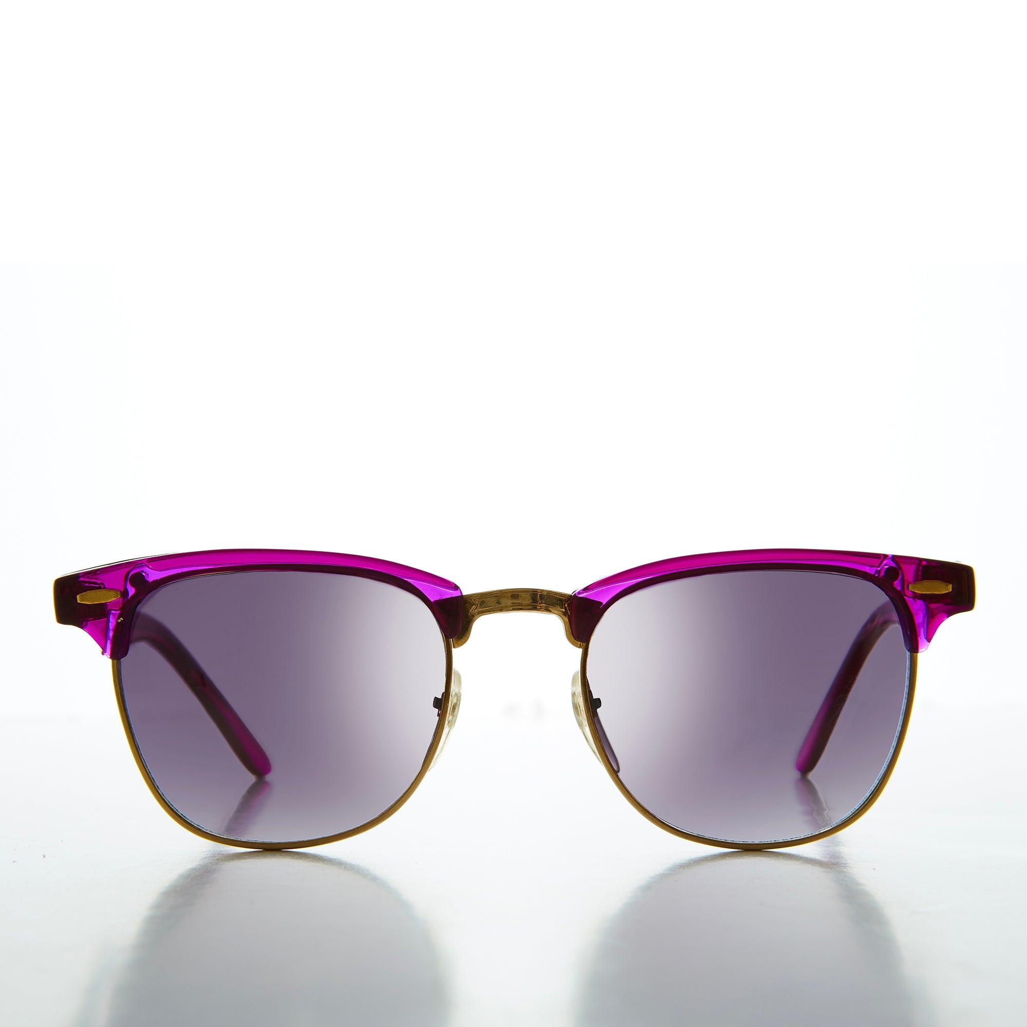 Half Rim Sunglasses with Flash Mirror Lens - Russo