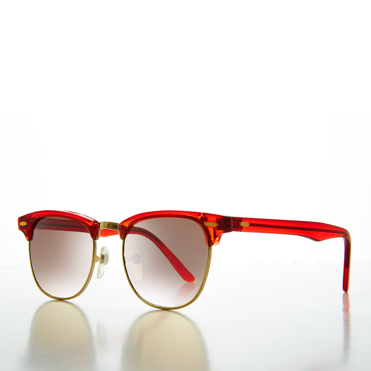 Half Rim Sunglasses with Flash Mirror Lens - Russo