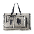Myra Frayed Frontier Western denim Tote Bag for Women in denim black with fringe detail