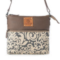 Myra Wildprint Trail upcycled canvas crossbody Bag for Women in ivory with vintage print