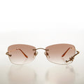 Flower Accent Rimless 90s Sunglasses - Cena