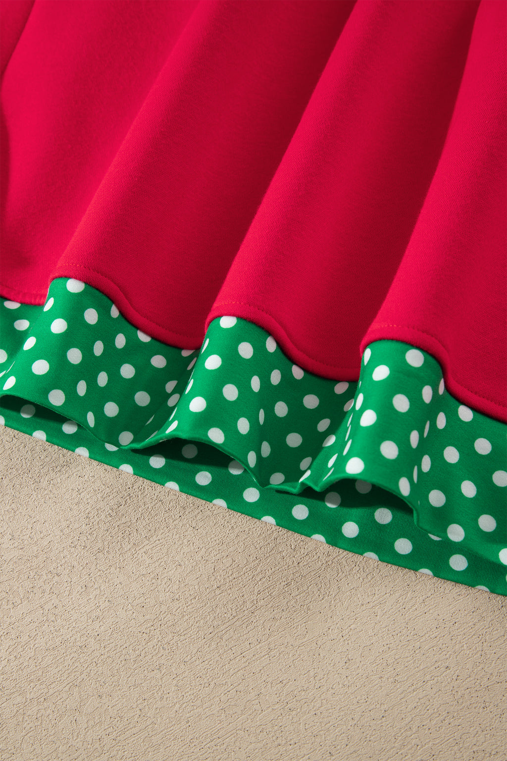 Fiery Red Colorblock Polka Dot Contrast Trim Oversized Sweatshirt