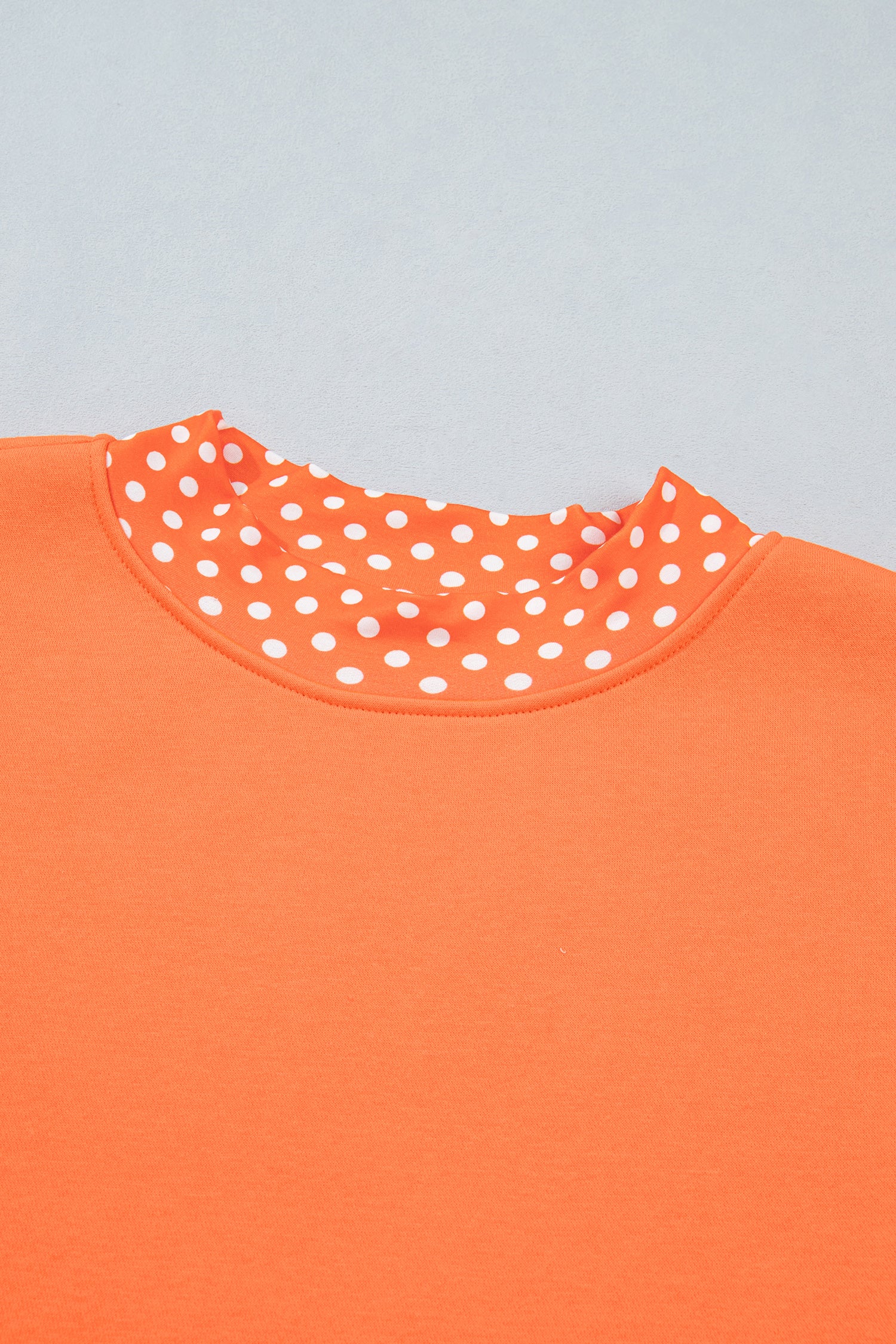 Fiery Red Colorblock Polka Dot Contrast Trim Oversized Sweatshirt