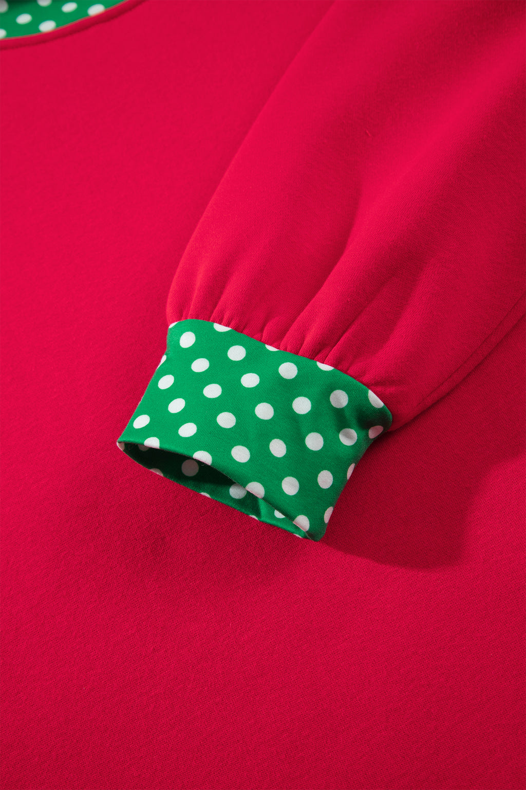 Fiery Red Colorblock Polka Dot Contrast Trim Oversized Sweatshirt
