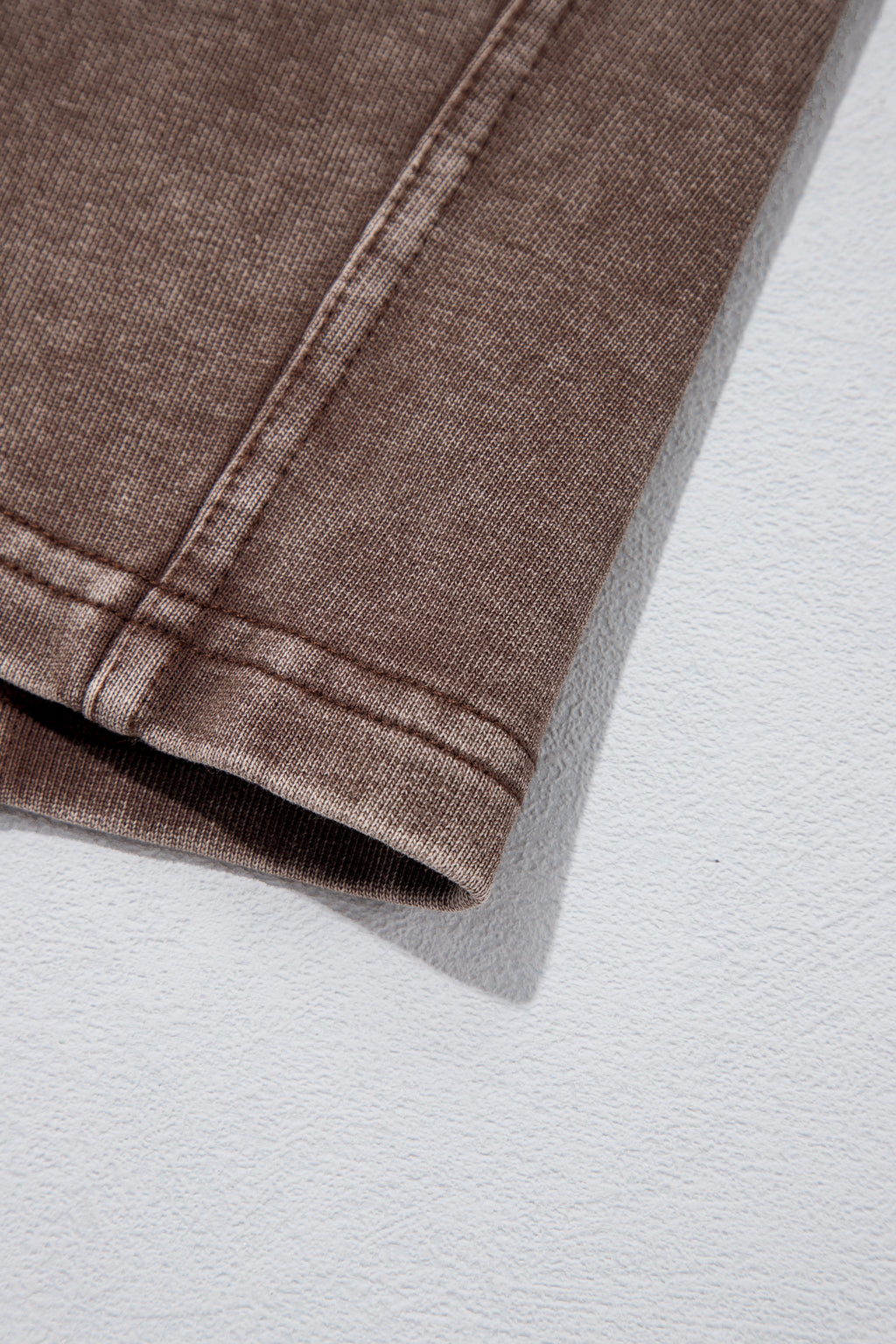Coffee Mineral Wash Seam Detail Elastic Waist Barrel Pants