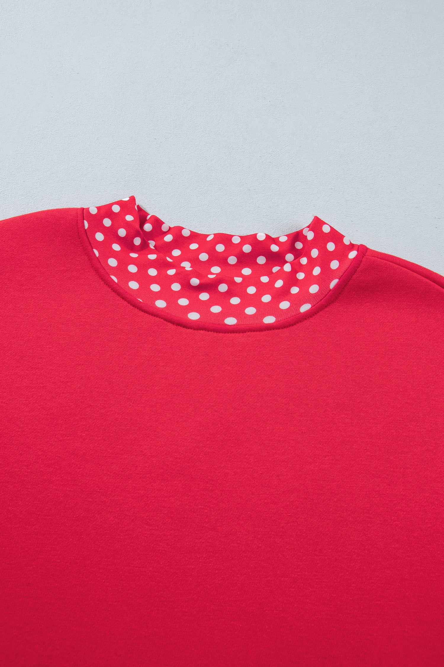 Fiery Red Colorblock Polka Dot Contrast Trim Oversized Sweatshirt