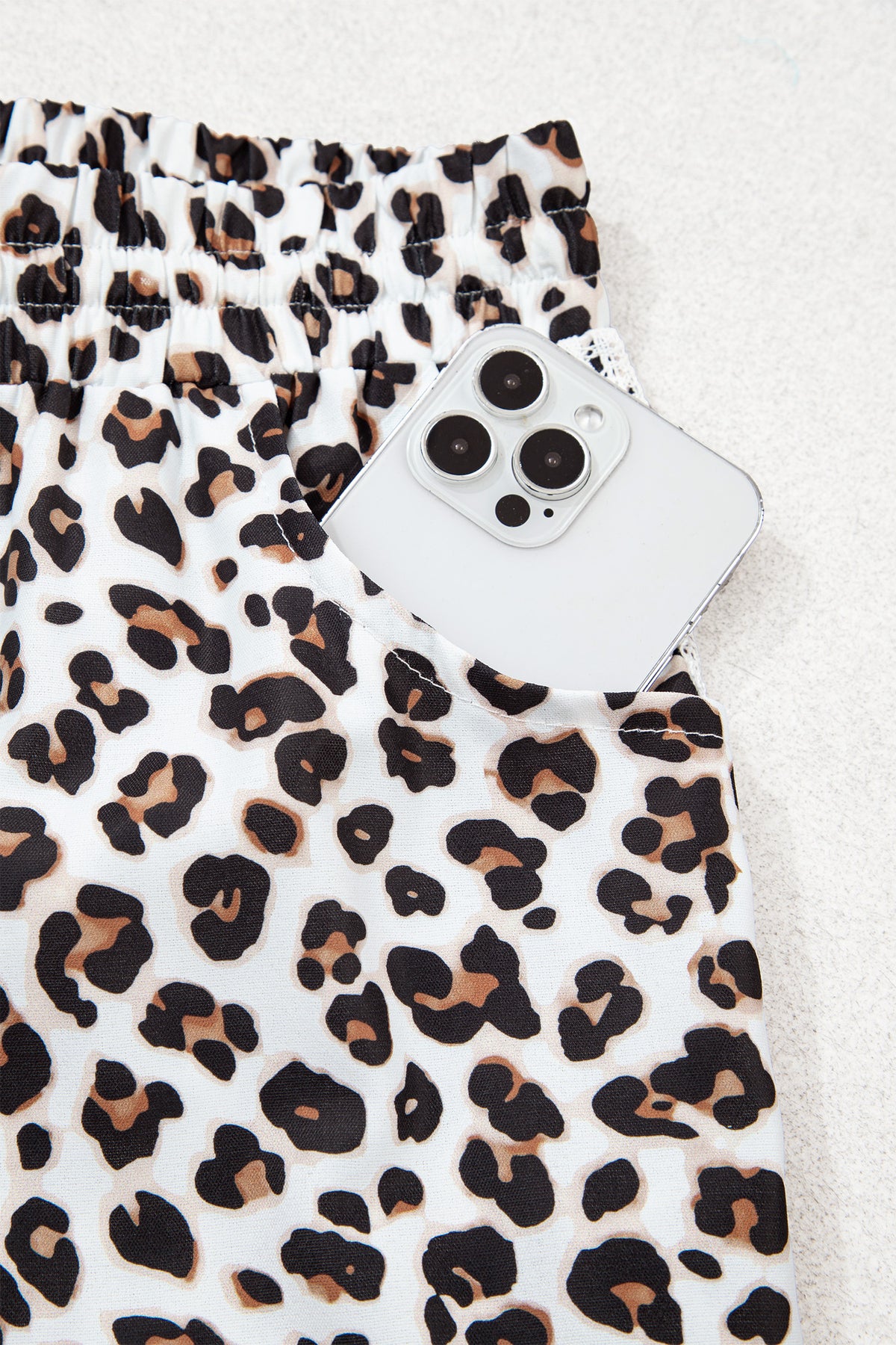 Black Leopard Print Ankle-Length Elastic Waist Pants
