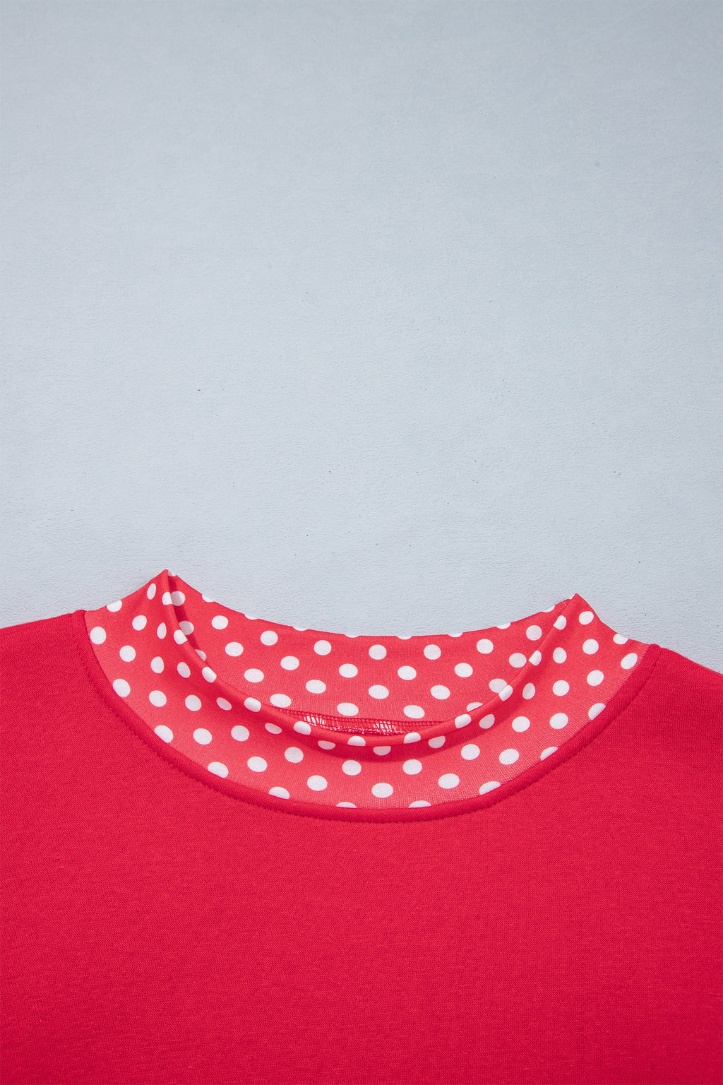 Fiery Red Colorblock Polka Dot Contrast Trim Oversized Sweatshirt