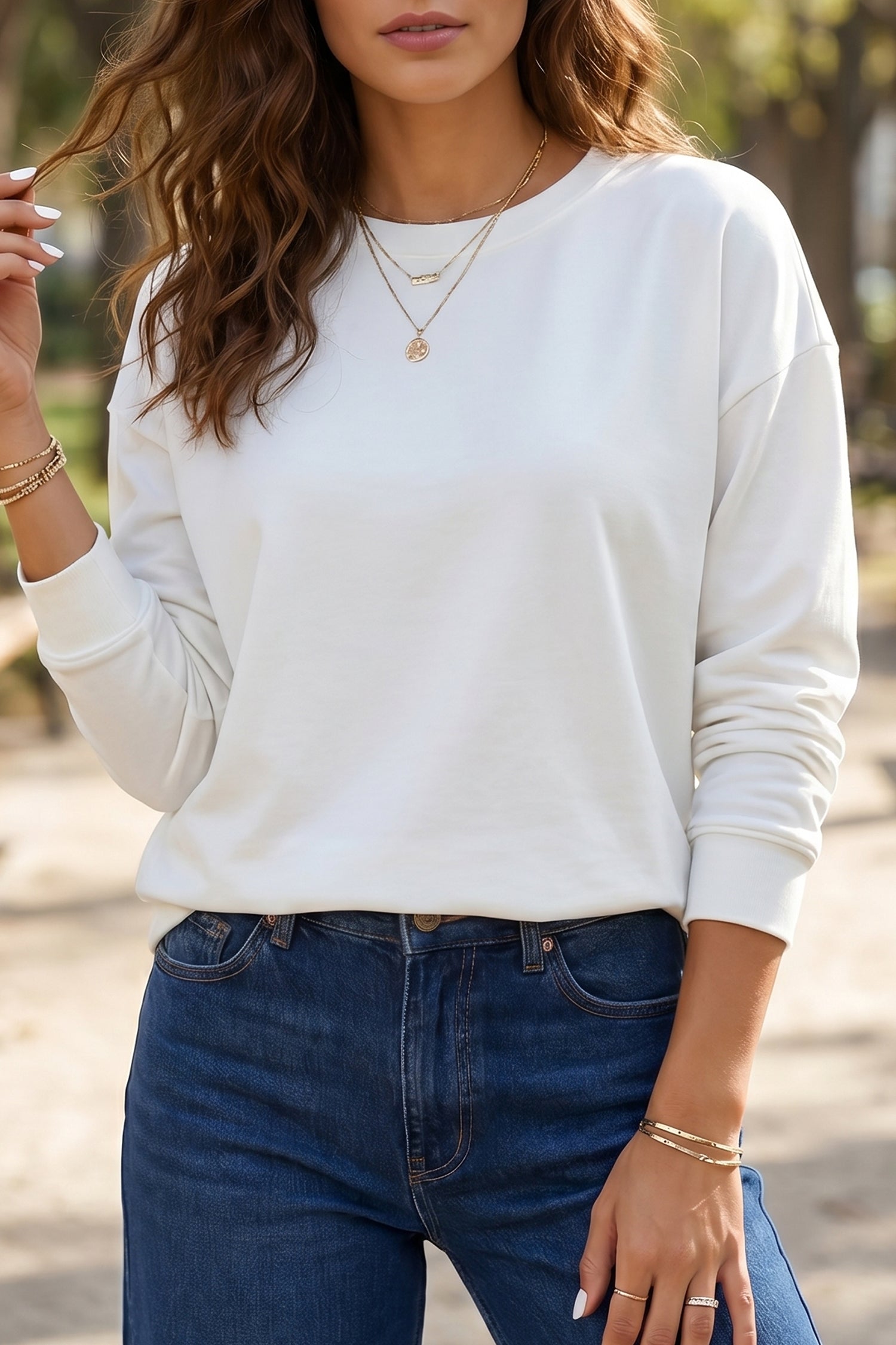 Black Solid Color Dropped Shoulder Long Sleeve Top